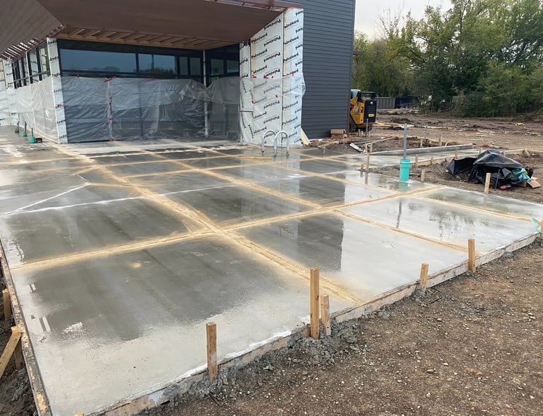 Commercial concrete slab and flatwork installed by APC in Central Texas